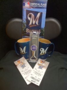 Brewer  Tickets vs cubs 9-27  –infield box with brewer flag and brewer mugs